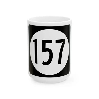 Iowa 157 (Iowa) (Road Sign) White Coffee Mug 15oz - Go Mug Yourself