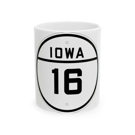 Iowa 16 1926 (Iowa) (Road Sign) White Coffee Mug 11oz - Go Mug Yourself