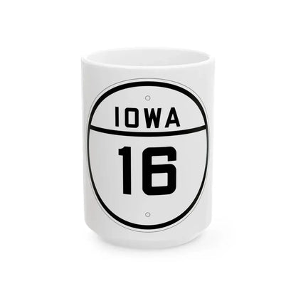 Iowa 16 1926 (Iowa) (Road Sign) White Coffee Mug 15oz - Go Mug Yourself