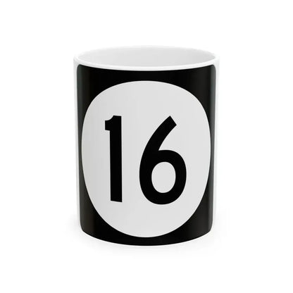 Iowa 16 (Iowa) (Road Sign) White Coffee Mug 11oz - Go Mug Yourself