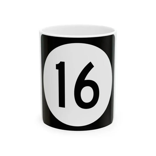 Iowa 16 (Iowa) (Road Sign) White Coffee Mug 11oz - Go Mug Yourself