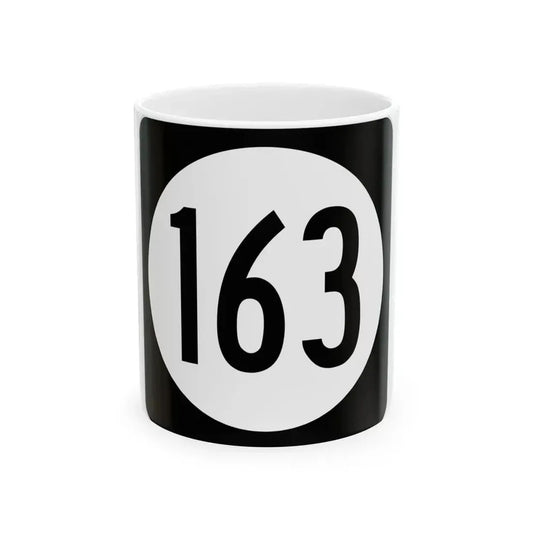 Iowa 163 (Iowa) (Road Sign) White Coffee Mug 11oz - Go Mug Yourself
