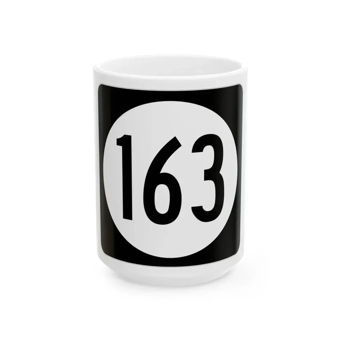 Iowa 163 (Iowa) (Road Sign) White Coffee Mug 15oz - Go Mug Yourself
