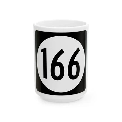 Iowa 166 (Iowa) (Road Sign) White Coffee Mug 15oz - Go Mug Yourself