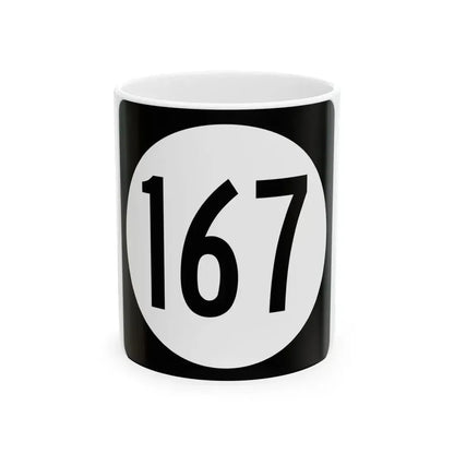 Iowa 167 (Iowa) (Road Sign) White Coffee Mug 11oz - Go Mug Yourself