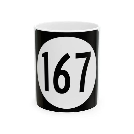 Iowa 167 (Iowa) (Road Sign) White Coffee Mug 11oz - Go Mug Yourself