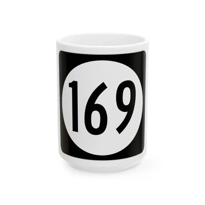 Iowa 169 (Iowa) (Road Sign) White Coffee Mug 15oz - Go Mug Yourself