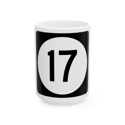 Iowa 17 (Iowa) (Road Sign) White Coffee Mug 15oz - Go Mug Yourself