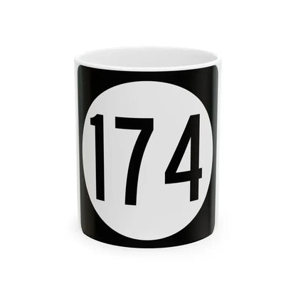 Iowa 174 (Iowa) (Road Sign) White Coffee Mug 11oz - Go Mug Yourself