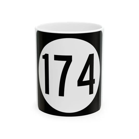 Iowa 174 (Iowa) (Road Sign) White Coffee Mug 11oz - Go Mug Yourself
