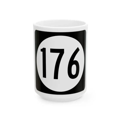 Iowa 176 (Iowa) (Road Sign) White Coffee Mug 15oz - Go Mug Yourself