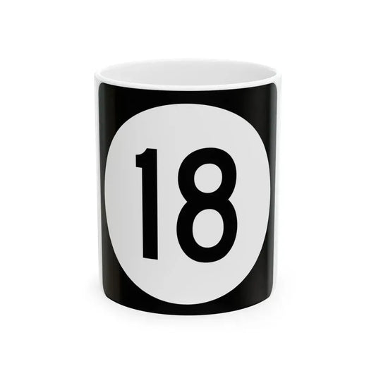 Iowa 18 (Iowa) (Road Sign) White Coffee Mug 11oz - Go Mug Yourself
