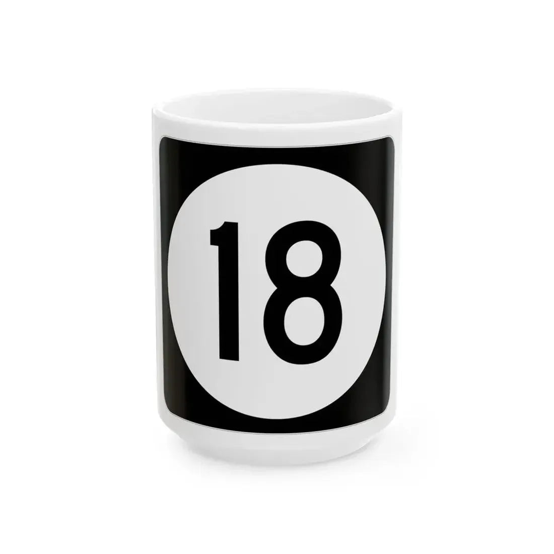 Iowa 18 (Iowa) (Road Sign) White Coffee Mug 15oz - Go Mug Yourself