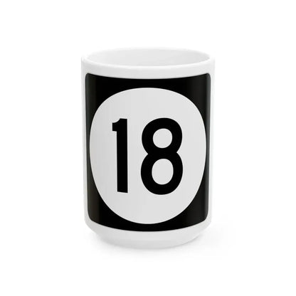 Iowa 18 (Iowa) (Road Sign) White Coffee Mug 15oz - Go Mug Yourself