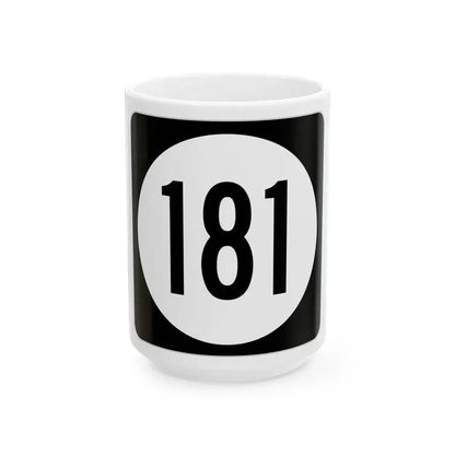 Iowa 181 (Iowa) (Road Sign) White Coffee Mug 15oz - Go Mug Yourself