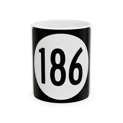 Iowa 186 (Iowa) (Road Sign) White Coffee Mug 11oz - Go Mug Yourself