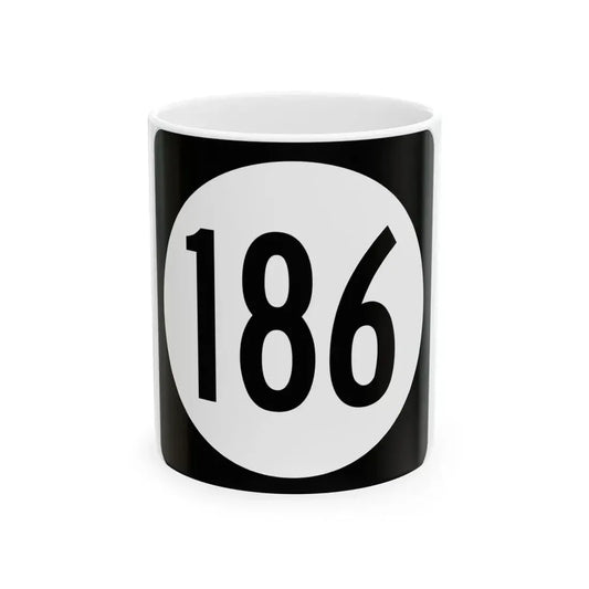 Iowa 186 (Iowa) (Road Sign) White Coffee Mug 11oz - Go Mug Yourself