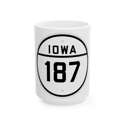 Iowa 187 1926 (Iowa) (Road Sign) White Coffee Mug 15oz - Go Mug Yourself