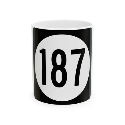 Iowa 187 (Iowa) (Road Sign) White Coffee Mug 11oz - Go Mug Yourself