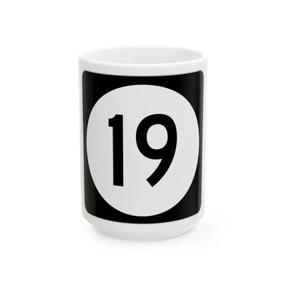 Iowa 19 (Iowa) (Road Sign) White Coffee Mug 15oz - Go Mug Yourself