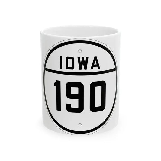Iowa 190 1926 (Iowa) (Road Sign) White Coffee Mug 11oz - Go Mug Yourself