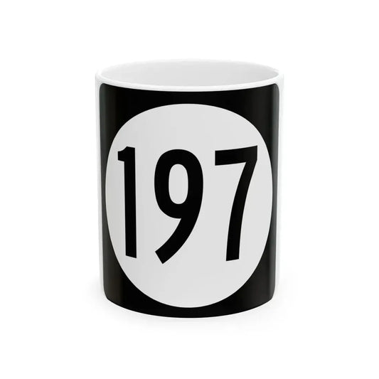 Iowa 197 (Iowa) (Road Sign) White Coffee Mug 11oz - Go Mug Yourself