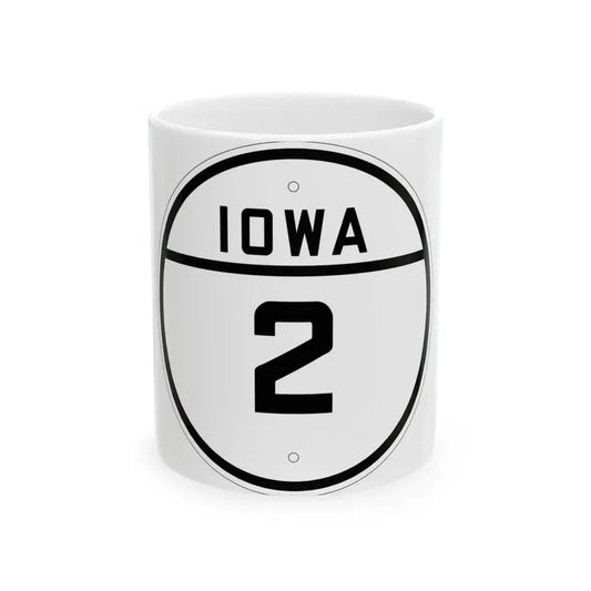 Iowa 2 1926 (Iowa) (Road Sign) White Coffee Mug 11oz - Go Mug Yourself