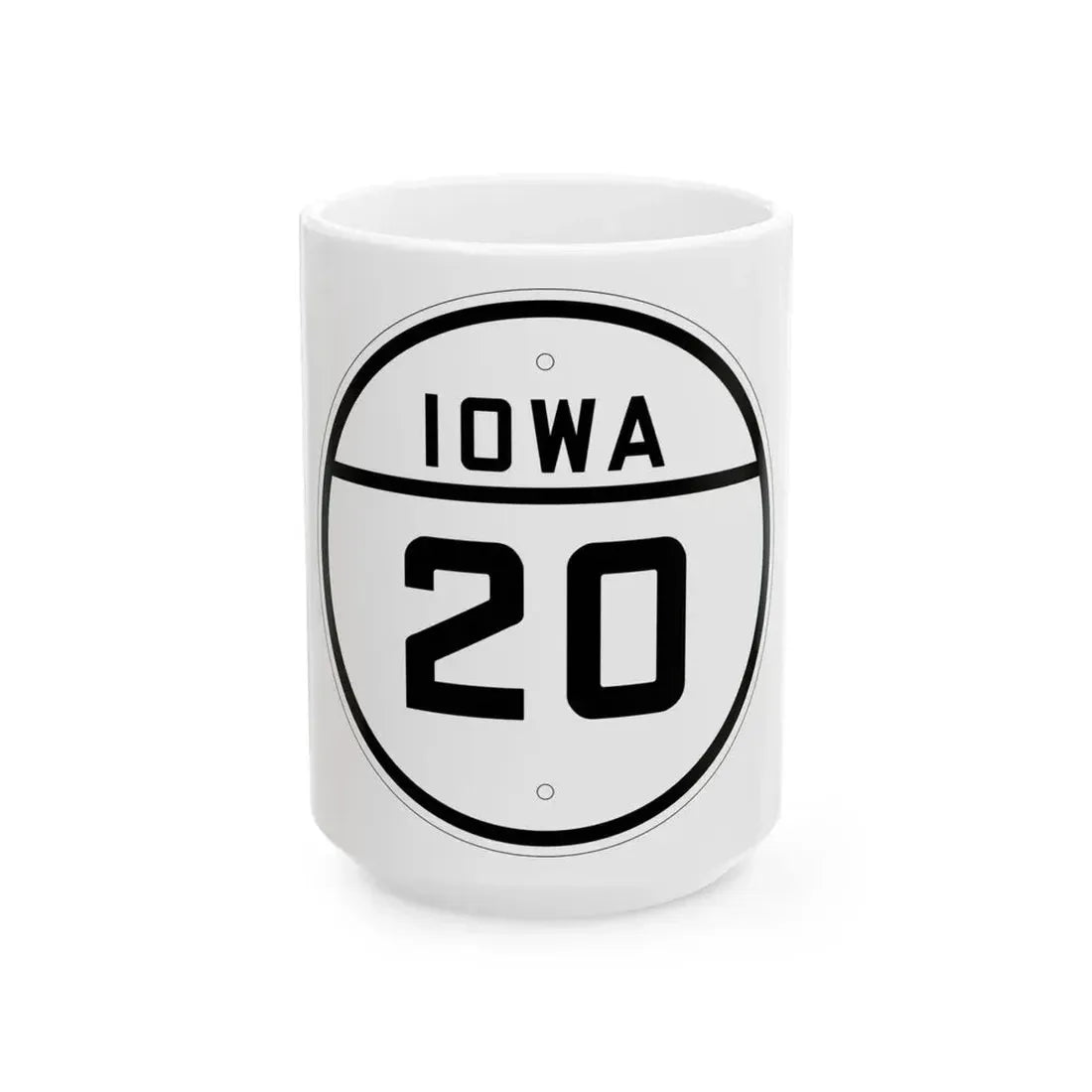Iowa 20 1926 (Iowa) (Road Sign) White Coffee Mug 15oz - Go Mug Yourself