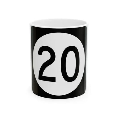 Iowa 20 (Iowa) (Road Sign) White Coffee Mug 11oz - Go Mug Yourself