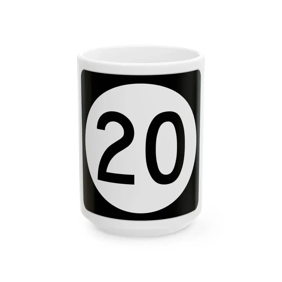 Iowa 20 (Iowa) (Road Sign) White Coffee Mug 15oz - Go Mug Yourself