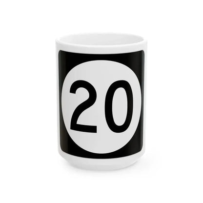 Iowa 20 (Iowa) (Road Sign) White Coffee Mug 15oz - Go Mug Yourself