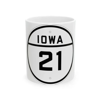 Iowa 21 1926 (Iowa) (Road Sign) White Coffee Mug 11oz - Go Mug Yourself