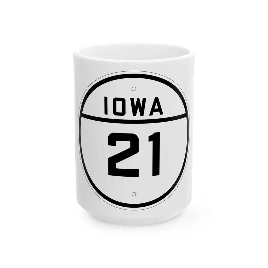 Iowa 21 1926 (Iowa) (Road Sign) White Coffee Mug 15oz - Go Mug Yourself