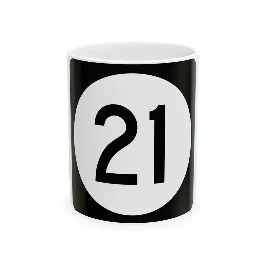 Iowa 21 (Iowa) (Road Sign) White Coffee Mug 11oz - Go Mug Yourself