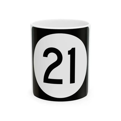 Iowa 21 (Iowa) (Road Sign) White Coffee Mug 11oz - Go Mug Yourself