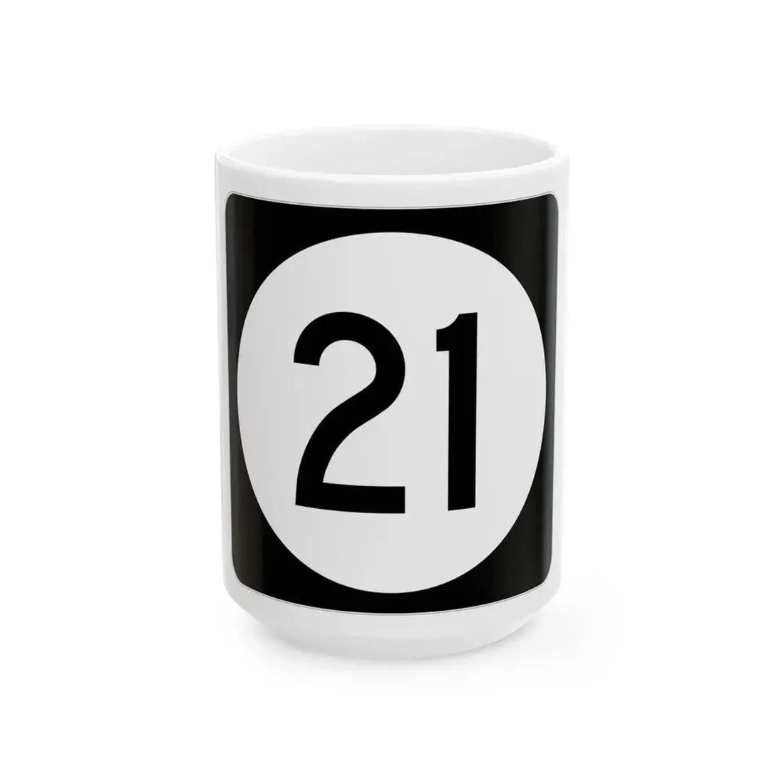 Iowa 21 (Iowa) (Road Sign) White Coffee Mug 15oz - Go Mug Yourself