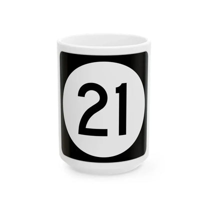 Iowa 21 (Iowa) (Road Sign) White Coffee Mug 15oz - Go Mug Yourself