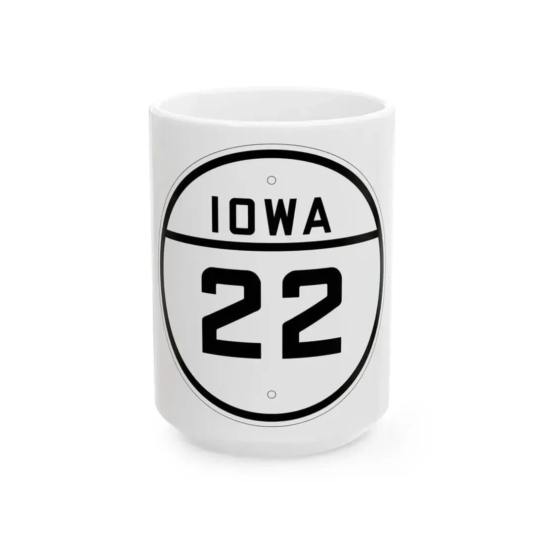 Iowa 22 1926 (Iowa) (Road Sign) White Coffee Mug 15oz - Go Mug Yourself