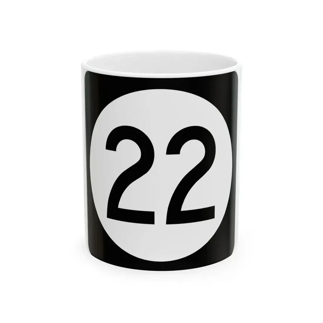 Iowa 22 (Iowa) (Road Sign) White Coffee Mug 11oz - Go Mug Yourself