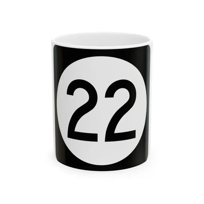Iowa 22 (Iowa) (Road Sign) White Coffee Mug 11oz - Go Mug Yourself