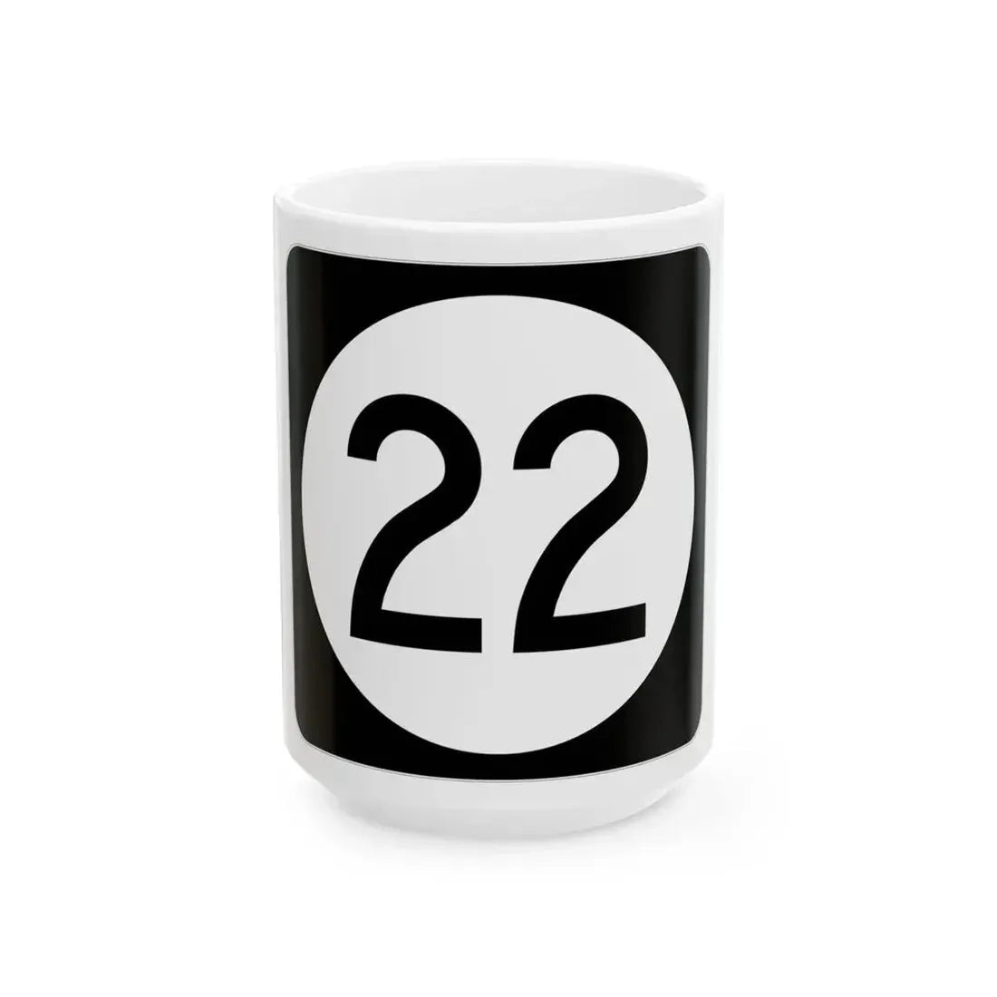 Iowa 22 (Iowa) (Road Sign) White Coffee Mug 15oz - Go Mug Yourself