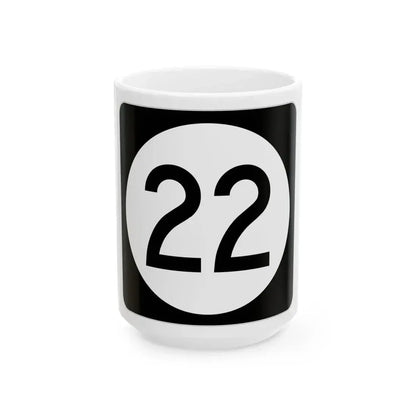 Iowa 22 (Iowa) (Road Sign) White Coffee Mug 15oz - Go Mug Yourself