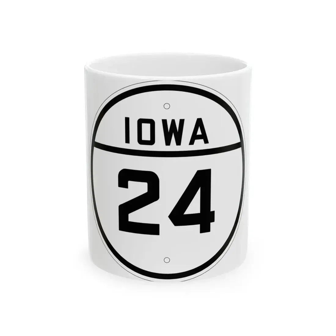 Iowa 24 1926 (Iowa) (Road Sign) White Coffee Mug 11oz - Go Mug Yourself