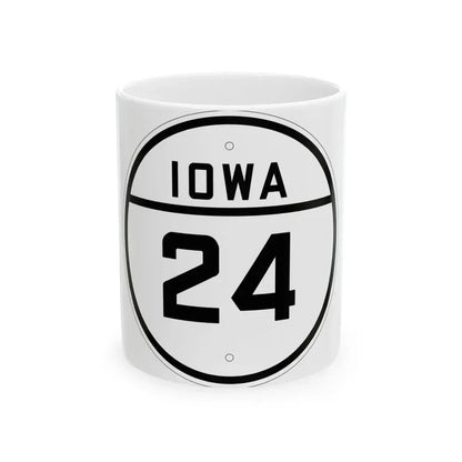 Iowa 24 1926 (Iowa) (Road Sign) White Coffee Mug 11oz - Go Mug Yourself
