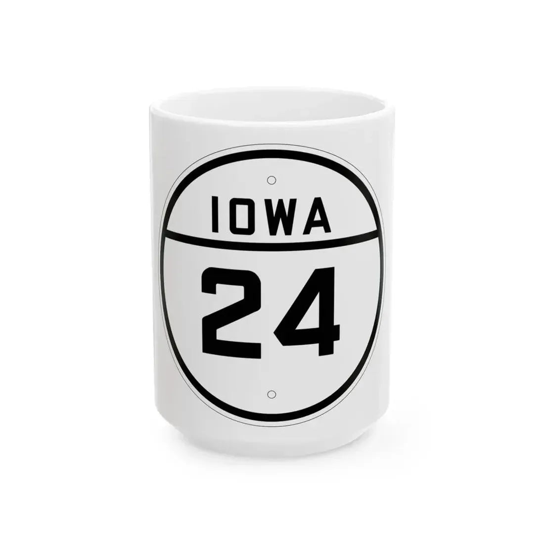 Iowa 24 1926 (Iowa) (Road Sign) White Coffee Mug 15oz - Go Mug Yourself