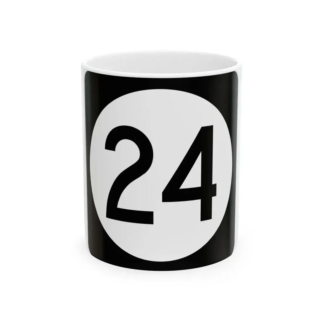 Iowa 24 (Iowa) (Road Sign) White Coffee Mug 11oz - Go Mug Yourself