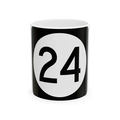 Iowa 24 (Iowa) (Road Sign) White Coffee Mug 11oz - Go Mug Yourself