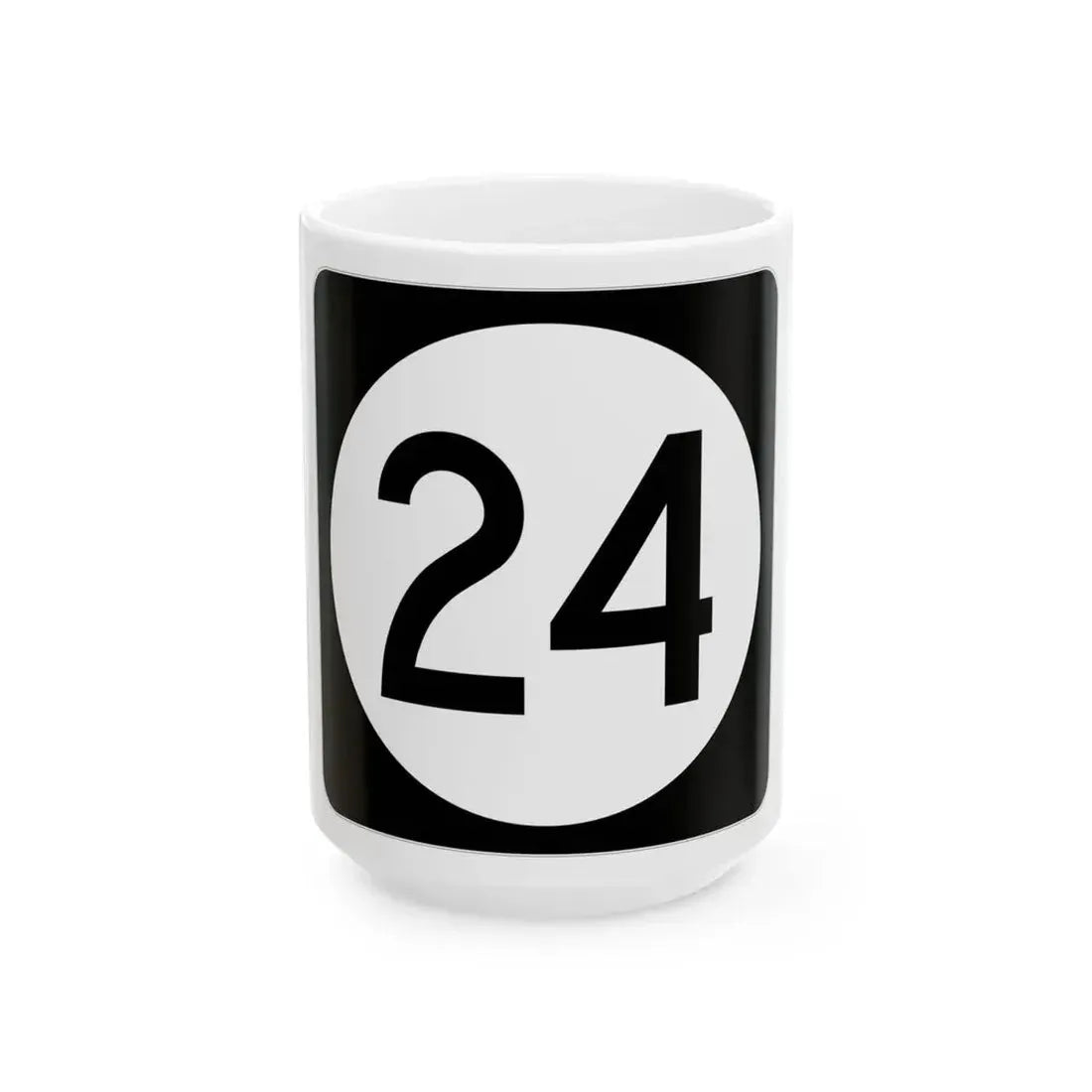 Iowa 24 (Iowa) (Road Sign) White Coffee Mug 15oz - Go Mug Yourself