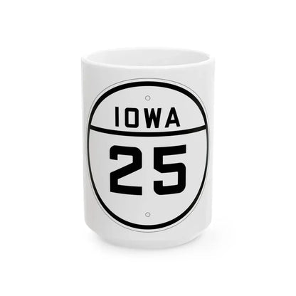 Iowa 25 1926 (Iowa) (Road Sign) White Coffee Mug 15oz - Go Mug Yourself