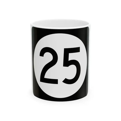 Iowa 25 (Iowa) (Road Sign) White Coffee Mug 11oz - Go Mug Yourself